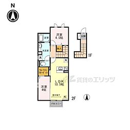 アダージョヴィブレ 2LDKの間取図画像