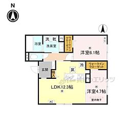 RETORIA瓦口WEST 2LDKの間取図画像
