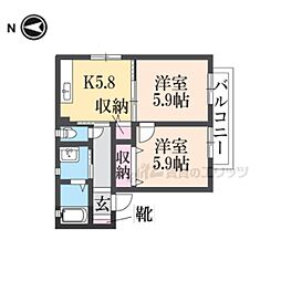 アーバヒルD 2Kの間取図画像