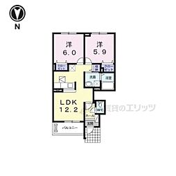 クレールヴィラ 2LDKの間取図画像