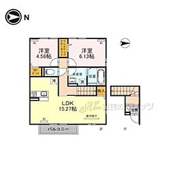 グランマノワール天理 2LDKの間取図画像