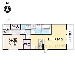 楓A棟 1LDKの間取図画像
