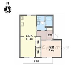ヴィレッジ万葉A棟 1LDKの間取図画像