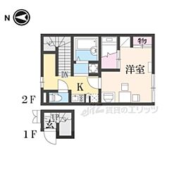 レオパレス南阪手2 1Kの間取図画像