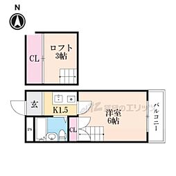 フォレスト橿原 1Kの間取図画像