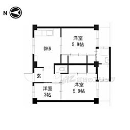 ビレッジハウス見瀬1号棟 3DKの間取図画像