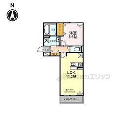 サンティエ 1LDKの間取図画像
