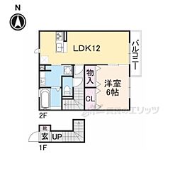 メゾンポワール大和八木 1LDKの間取図画像