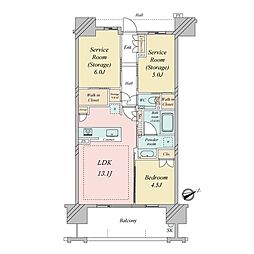 シティハウス西池袋 1SLDKの間取図画像