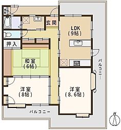 ハイマート古市 3LDKの間取図画像