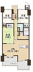 ハイマート古市 3LDKの間取図画像