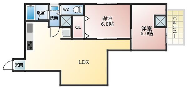 大阪府羽曳野市栄町(賃貸マンション2LDK・3階・62.10㎡)の写真 その2