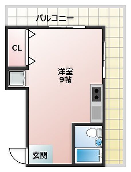 福田ポリス ｜大阪府富田林市常盤町(賃貸マンション1R・5階・18.00㎡)の写真 その2