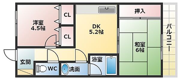 新栄プロパティー島泉 ｜大阪府羽曳野市島泉2丁目(賃貸マンション2DK・3階・35.60㎡)の写真 その2