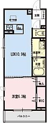 アルセ浦安 1LDKの間取図画像