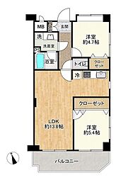 エンゼルハイム鹿浜第8 2LDKの間取図画像