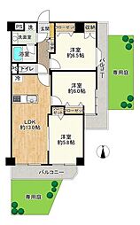 西新井マンション 3LDKの間取図画像