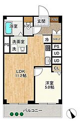 タウンハイツ亀有2号棟 1LDKの間取図画像