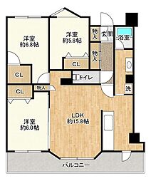 レクセルマンション亀有 3LDKの間取図画像