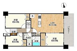 ライオンズタワー竹の塚ガーデン 3LDKの間取図画像