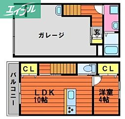倉敷市南畝3丁目アパート 1LDKの間取図画像