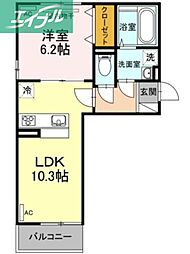 ヴィクトワール 1LDKの間取図画像