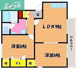 バリュージュ21B 2DKの間取図画像