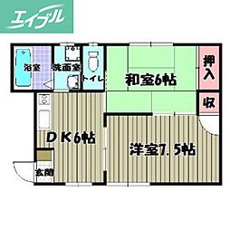 メゾン・ナンバ 2DKの間取図画像