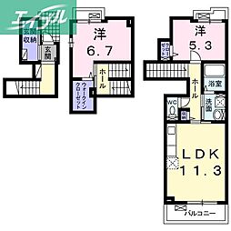 プロムナード倉敷 2LDKの間取図画像
