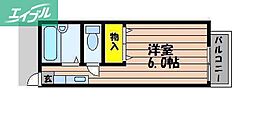 爪崎サンプラザ 1Kの間取図画像