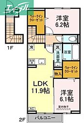 ハピネス・フォー 2LDKの間取図画像