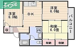 ゼフィール芳泉B 3DKの間取図画像