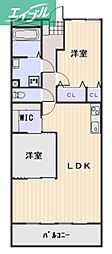 岡山スタービル 2LDKの間取図画像