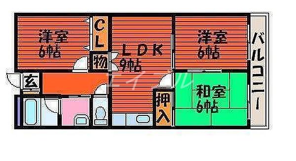 エクセルシティー ｜岡山県岡山市北区田中(賃貸マンション3LDK・4階・60.19㎡)の写真 その2