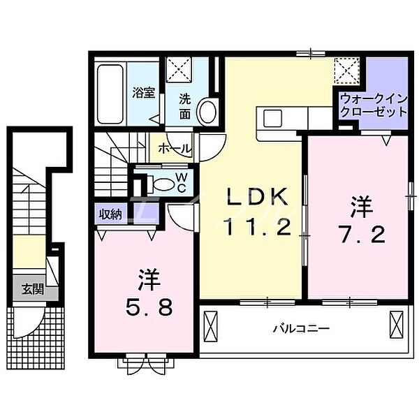 アルバータカタシマ ｜岡山県倉敷市片島町(賃貸アパート2LDK・2階・59.10㎡)の写真 その2