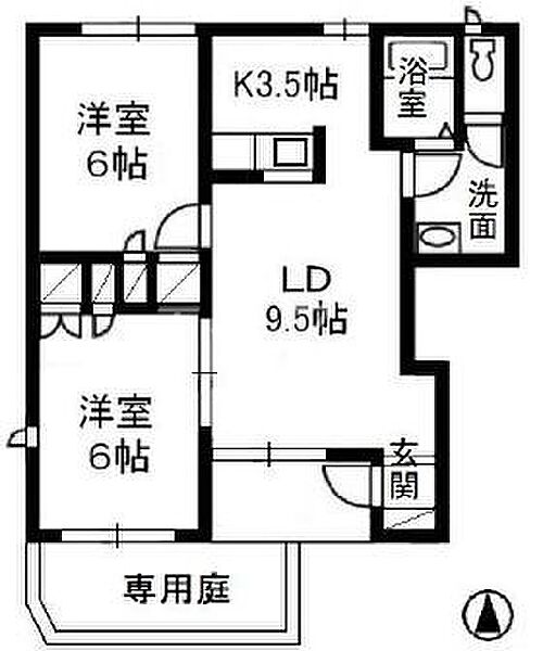 ガーデンパレス　B棟 ｜岡山県倉敷市西阿知町(賃貸アパート2LDK・1階・52.00㎡)の写真 その2