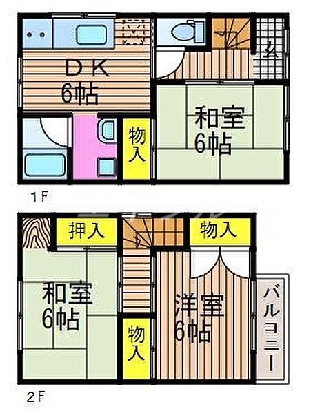 今保貸家 ｜岡山県岡山市北区今保(賃貸一戸建3DK・2階・68.32㎡)の写真 その2