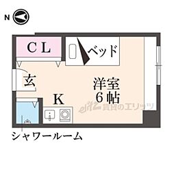 くずは寮 2階ワンルームの間取り
