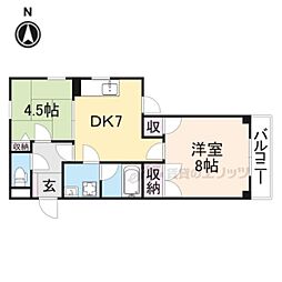パティオ香里園東 2DKの間取図画像