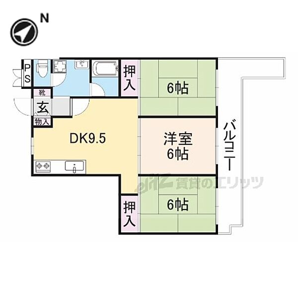 クリンゲル生駒 603｜奈良県生駒市東松ケ丘(賃貸マンション3DK・6階・56.47㎡)の写真 その2