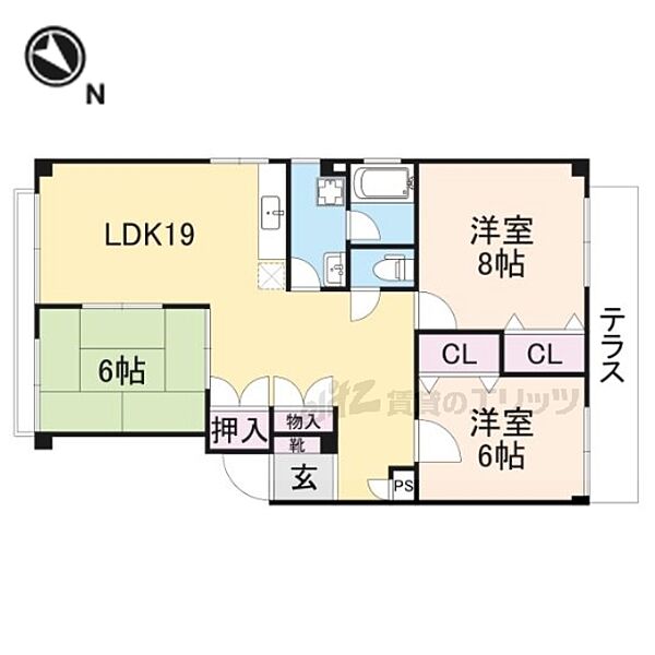 ネオハイツ 101｜大阪府枚方市渚元町(賃貸アパート3LDK・1階・75.00㎡)の写真 その2