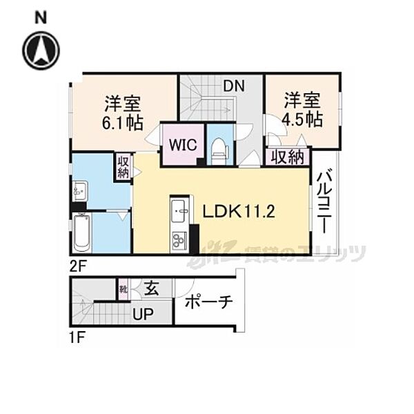 奈良県大和郡山市北郡山町(賃貸アパート2LDK・2階・62.78㎡)の写真 その2