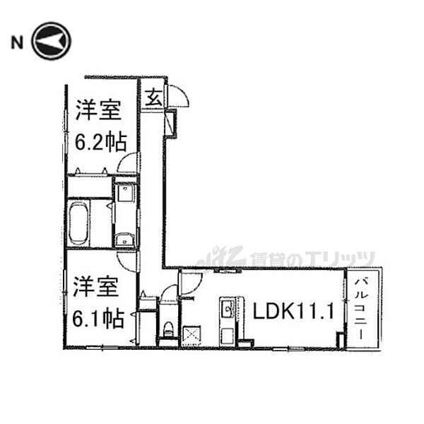 東神田町アパートＷＥＳＴ 202｜大阪府寝屋川市東神田町(賃貸アパート2LDK・2階・58.24㎡)の写真 その2