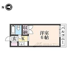 近鉄奈良線 富雄駅 徒歩4分の賃貸アパート 4階ワンルームの間取り