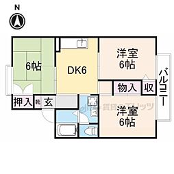 アゼリオ学園前　Ｂ棟 2階2LDKの間取り
