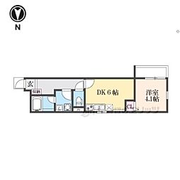 京阪本線 萱島駅 徒歩9分の賃貸アパート 1階1DKの間取り