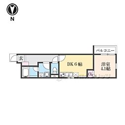 京阪本線 萱島駅 徒歩9分の賃貸アパート 2階1DKの間取り
