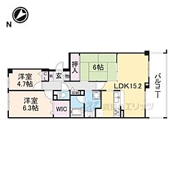 ローレルスクエア登美ヶ丘第I期10番 5階3LDKの間取り