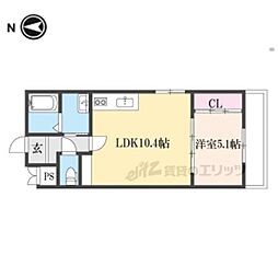 テレザート東船橋 1階1LDKの間取り