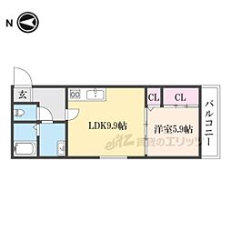 テレザート東船橋 2階1LDKの間取り
